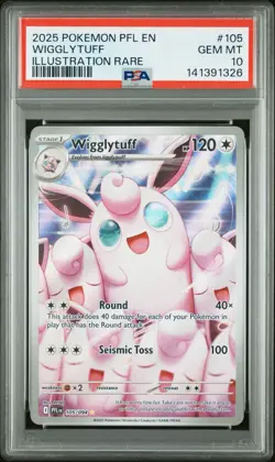 Wigglytuff 2025 Pokemon Phantasmal Flames #105 Illustration Rare PSA 10 - Image 1