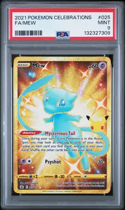 132327309 Mew 2021 Pokemon Sword & Shield Celebrations #25 PSA 9 - Image 1