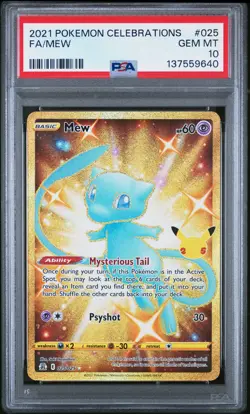 2021 Pokemon Celebrations Mew Full Art #025 GEM MT PSA 10 Secret Rare - Image 1