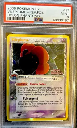 2006 POKEMON EX HOLON PHANTOMS #17 VILEPLUME REVERSE FOIL Holo PSA 9 LOW POP 50! - Image 1