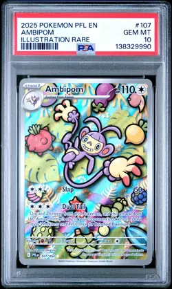 2025 POKEMON PFL EN-PHANTASMAL FLAMES ILLUSTRATION RARE #107 AMBIPOM PSA 10 - Image 1