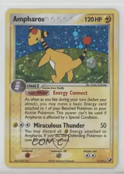 Ampharos Holo Pokemon EX Unseen Forces #1 2005 - Image 1