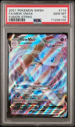 2021 Pokemon Fusion Strike Mew Vmax Full Art #114 GEM MT PSA 10 Ultra Rare - Image 1