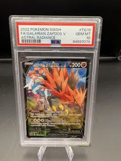 2022 Pokemon #TG19 Galarian Zapdos V Astral Radiance PSA 10 GEM MINT - Image 1