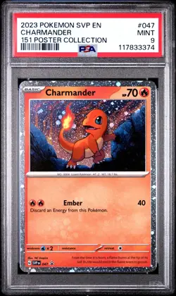 Pokemon - SVP EN-SV Black Star Promo Charmander 151 Poster Coll. 47 2023 PSA 9 - Image 1
