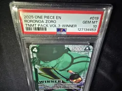ONE PIECE EB02-019 Roronoa Zoro WINNER Promo PSA 10 Gem Mint EN - Image 3