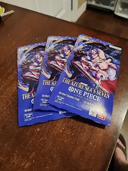 One Piece OP-14 The Azure Sea’s Seven Sleeved Booster Pack English TCG Lot of 3 - Image 1