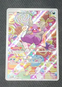 Pokemon TCG Morpeko Full Art Holo Illustration Rare Card 206/182 Paradox Rift - Image 1