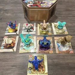 Spin Master Bakugan TCG Lot 9 Cards Motarres Tuskor Figures & Collector Tin - Image 2