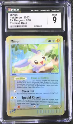 CGC 9 MINT Minun 2003 EX Dragon 7/97 Reverse Holo Pokemon Card - Image 1