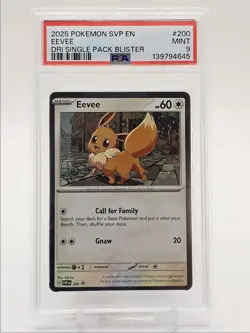 EEVEE 2025 POKEMON S&V PROMO DRI SINGLE PACK BLISTER MINT #200 PSA 9 Q2262 - Image 1