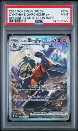 PSA 9 MINT Cynthia's Garchomp ex 232/182 Sv10: Destined Rivals Holo Pokemon - Image 1