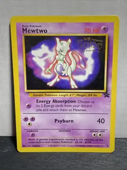 1999 Pokemon TCG Mewtwo WB First Movie Promo Card 3 WOTC - Image 1