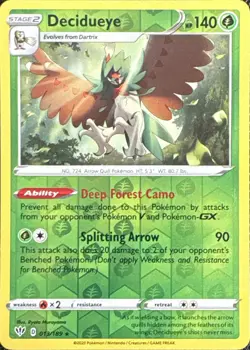 Decidueye 013/189 Holo Rare Darkness Ablaze Pokemon Reverse Holo Near Mint - Image 1