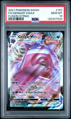 2021 Pokemon Fusion Strike Gengar Vmax Full Art #157 GEM MT PSA 10 Ultra Rare - Image 1