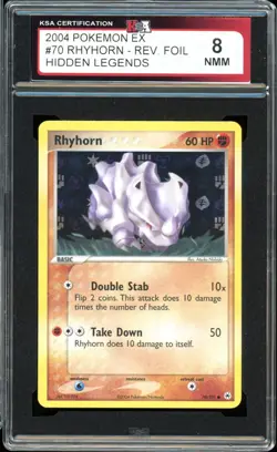 2004 Pokemon Hidden Legends #70 Rhyhorn Reverse Holo KSA 8 NMM - Image 1