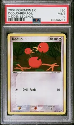 PSA 9 Mint Doduo Reverse Holo 2004 Pokemon EX Hidden Legends #60 - Image 1