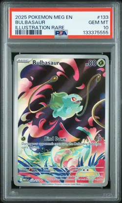 2025 Pokemon Mega Evolution Bulbasaur #133 GEM MT PSA 10 Illustration Rare - Image 1