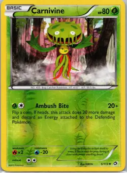 Pokemon TCG Carnivine 5/113 Legendary Treasures Rev Holo MP - Image 1