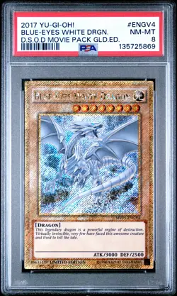 Blue Eyes White Dragon MVP1-ENGV4 Gold Secret Rare Yugioh PSA 8 *869 - Image 1