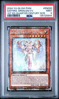 Saffira Dragon Queen Of The Voiceless Voice PHNI-EN020 1st QCR Yugioh PSA 9 *844 - Image 1