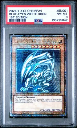 Blue Eyes White Dragon MP24-EN001 QCR 1st Edition Yugioh PSA 8 *842 - Image 1