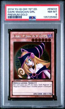 Dark Magician Girl PGLD-EN033 1st Edition Premium Gold Yugioh PSA 8 *880 - Image 1