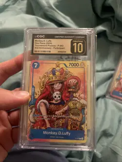 CGC Pristine 10 Monkey D. Luffy P-043 2nd Anniversary Tournament Promo One Piece - Image 1