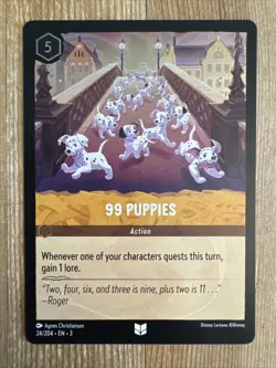 99 Puppies 24/204 Disney Lorcana Into The Inklands Cold Foil Uncommon Card NM - Image 1