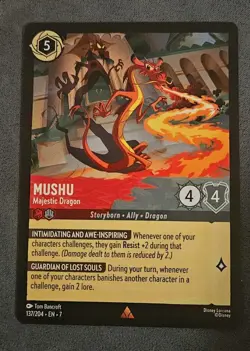 Disney Lorcana Mushu Majestic Dragon 137/204 Archazia's Island Rare Card - Image 1