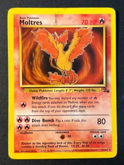 Moltres 27/62 Fossil Unlimited - Rare - WOTC Pokemon Card B LP - - Image 1