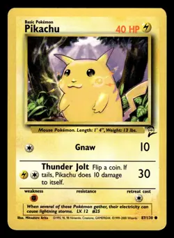 Pikachu 87/130 Common Base Set 2 Pokemon Card - 8 - Image 1