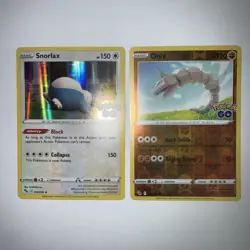 Pokemon Snorlax & Onix Holo Rares Pokemon GO Set Cards Mint Condition PSA!U - Image 1