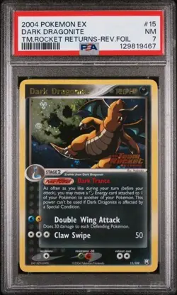 Pokemon EX Team Rocket Returns 15/109 Dark Dragonite Reverse Foil PSA 7 - Image 1