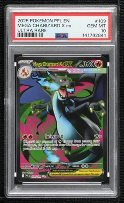 Mega Charizard X ex Ultra Rare Pokemon Phantasmal Flames PFL PSA 10 GEM MT - Image 1