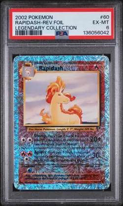 2002 POKEMON LEGEND COLL #60 RAPIDASH-REVERSE FOIL PSA 6 - Image 1