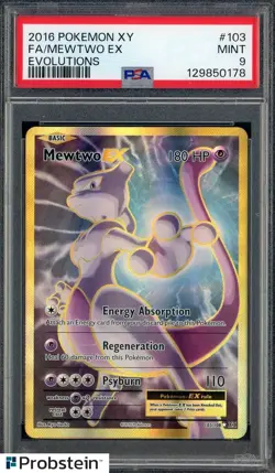 2016 Pokemon XY Evolutions #103 Mewtwo Ex Fa PSA 9 MINT - Image 1