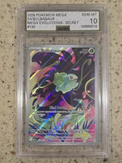 2025 POKEMON EN-MEGA EVOLUTION ILLUSTRATION RARE #133 BULBASAUR AGS 10 GEM MINT - Image 1
