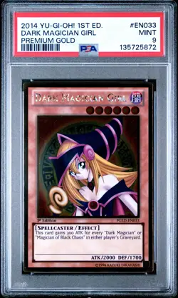 Dark Magician Girl PGLD-EN033 1st Edition Premium Gold Yugioh PSA 9 *872 - Image 1