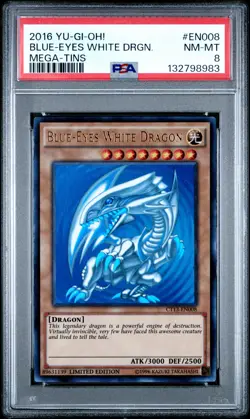 Blue Eyes White Dragon CT13-EN008 Ultra Rare Yugioh PSA 8 *983 - Image 1