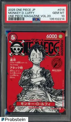 2025 ONE PIECE JPN PROMOS ONE PIECE MAG VOL.20 #014 MONKEY D. LUFFY PSA 10 - Image 1