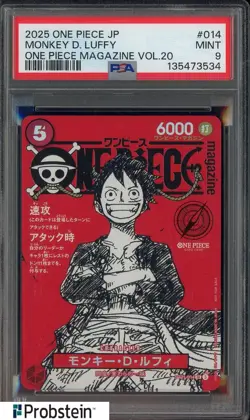 2025 One Piece Japanese Magazine Vol.20 #014 Monkey D. Luffy PSA 9 MINT - Image 1