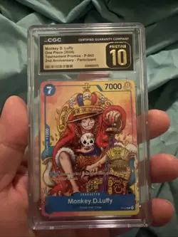 CGC Pristine 10 Monkey D. Luffy P-043 2nd Anniversary Tournament Promo One Piece - Image 1