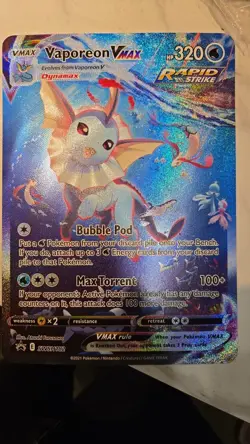 Pokemon Vaporeon VMAX SWSH 182 Jumbo Holo Black Star Promo Card NM Condition - Image 1