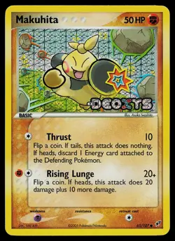 Pokemon Card - Makuhita Deoxys 65/107 Common Reverse Holo Stamped - Image 1