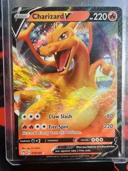 Pokemon TCG Charizard v Darkness Ablaze Holo Ultra Rare Card 019/189 - Image 1