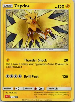 Pokemon Zapdos Trading Card Game Classic 012/034 Near Mint NM - Image 1