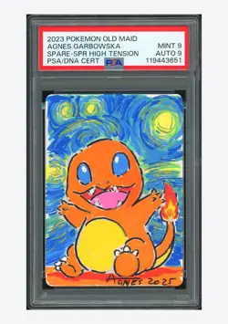 Pokemon PSA9 AUTO9 Spare Card Charmander Agnes Garbowska 2023 Old Maid Japanese - Image 1
