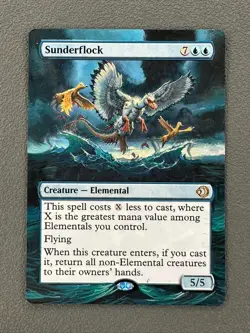 Sunderflock #74 MTG Lorwyn Eclipsed Hand Painted Borderless Extended Altered Art - Image 1