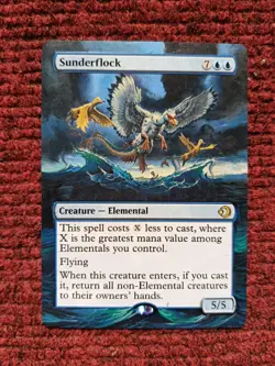 Sunderflock #74 MTG Lorwyn Eclipsed Hand Painted Borderless Extended Altered Art - Image 2
